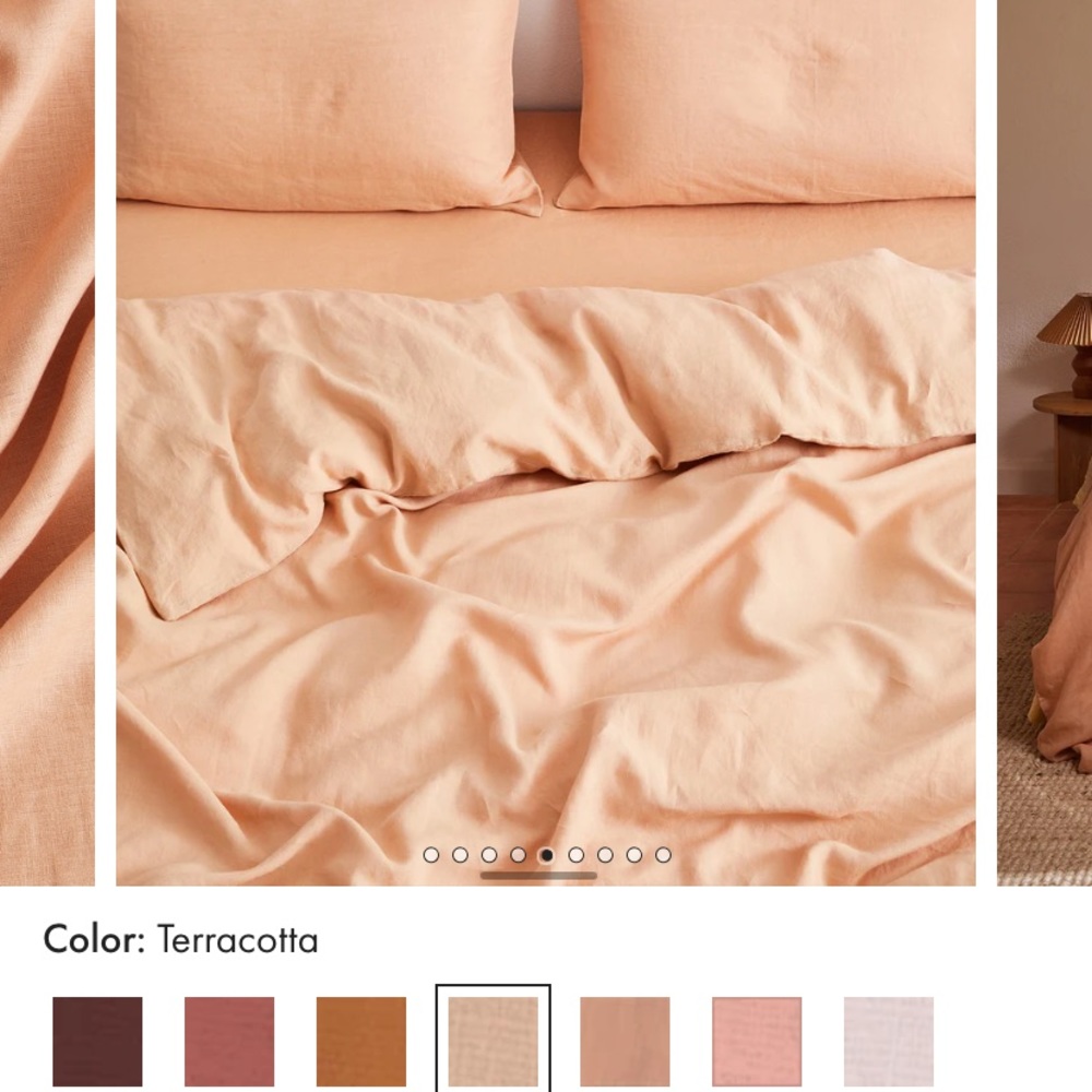 Bed Threads 100% French Flax Linen Duvet - Terracotta - Picture 3 of 3